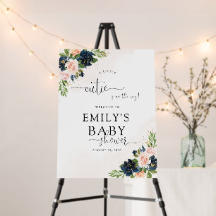 Navy & Blush Pink Floral Baby Shower Foam Board