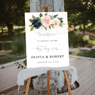 Navy & Blush Pink Floral Best Day Ever Foam Board