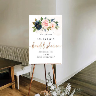 Navy & Blush Pink Floral Bridal Shower Foam Boards