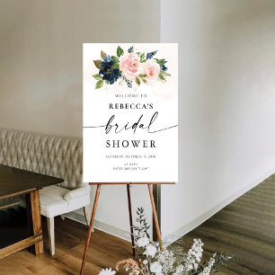 Navy & Blush Pink Floral Bridal Shower Foam Boards