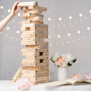 Navy & Blush Pink Floral Bridal Shower Topple Tower