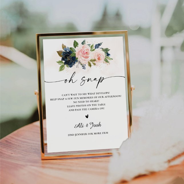 Navy & Blush Pink Floral Oh Snap Sign (Creator Uploaded)