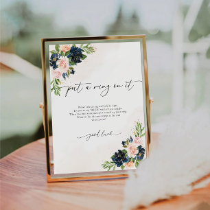 Navy & Blush Pink Floral Put A Ring On It Sign