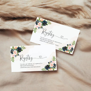 Navy & Blush Pink Floral Registry Enclosure Card