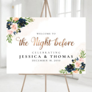 Navy & Blush Pink Floral The Night Before Foam Board