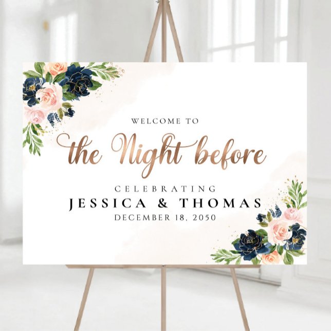 Navy & Blush Pink Floral The Night Before Foam Board (Creator Uploaded)