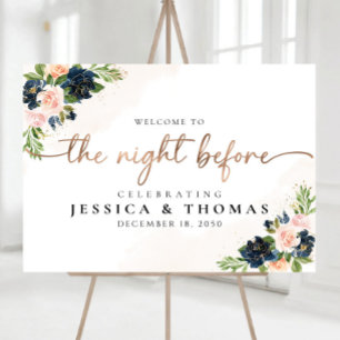 Navy & Blush Pink Floral The Night Before Foam Board