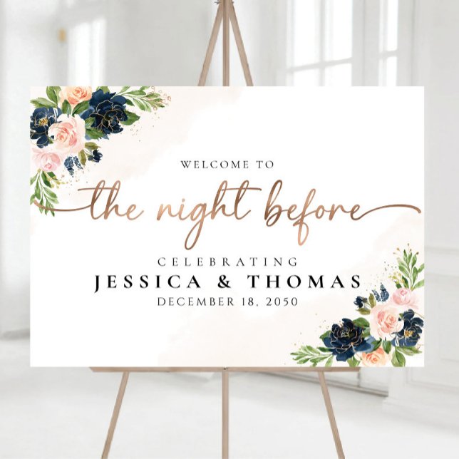 Navy & Blush Pink Floral The Night Before Foam Board (Creator Uploaded)