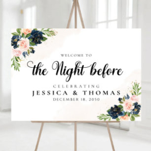 Navy & Blush Pink Floral The Night Before Foam Board