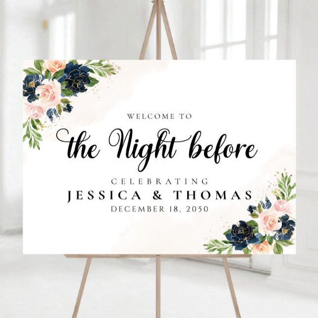Navy & Blush Pink Floral The Night Before Foam Board (Creator Uploaded)