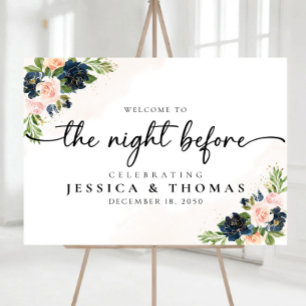 Navy & Blush Pink Floral The Night Before Foam Board