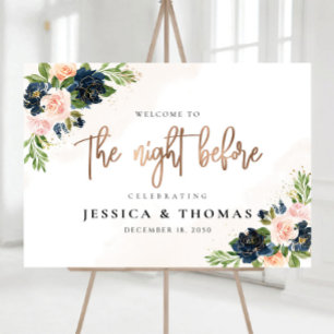 Navy & Blush Pink Floral The Night Before Foam Board