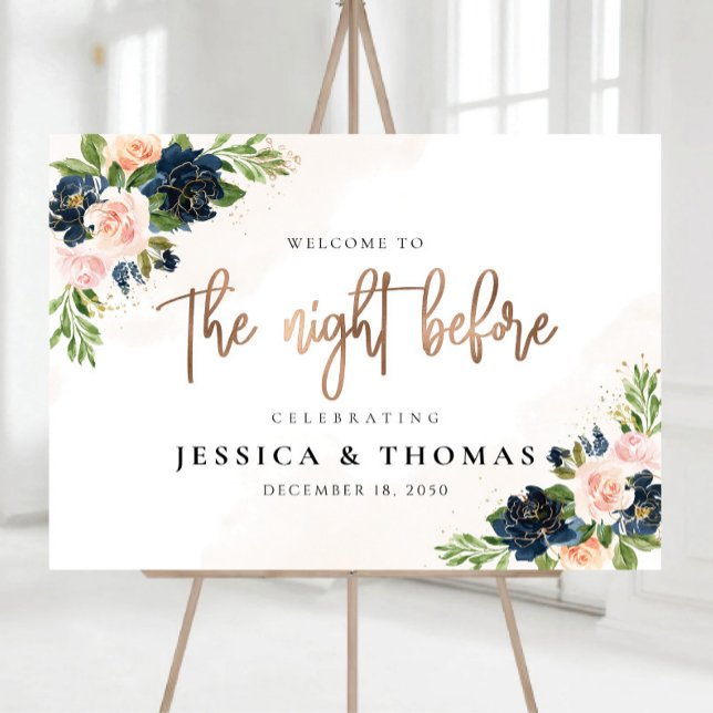 Navy & Blush Pink Floral The Night Before Foam Board (Creator Uploaded)