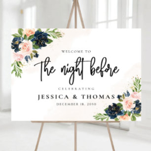 Navy & Blush Pink Floral The Night Before Foam Board