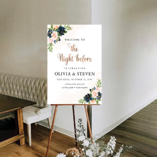 Navy & Blush Pink Floral The Night Before Foam Board