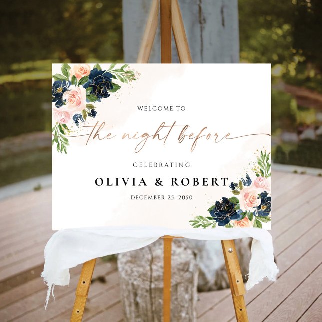 Navy & Blush Pink Floral The Night Before Foam Board (Creator Uploaded)