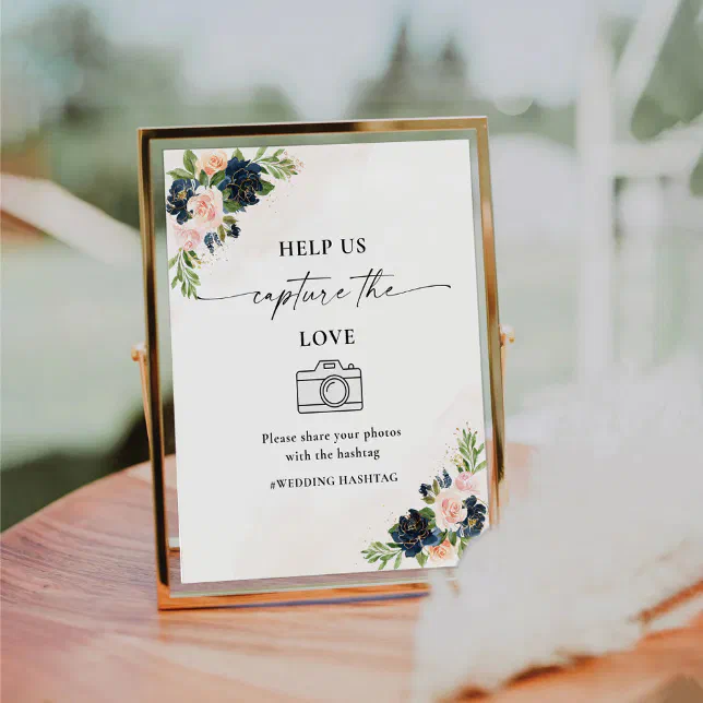 Pink Help Sign Navy & Blush Pink Help Us Capture The Love Sign | Zazzle