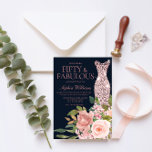 Navy & Blush Rose Gold Dress Floral 50th Birthday Invitation<br><div class="desc">Navy & Blush Rose Gold Dress Floral 50th Birthday Invitation

See matching collection in Niche and Nest Store

Many thanks</div>