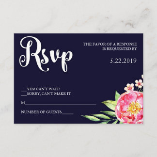 Navy Blush RSVP Card