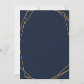 Navy & blush watercolor floral geometric wedding invitation (Back)