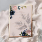 Navy & Blush Watercolor Floral Rose Gold Wedding Foil Invitation