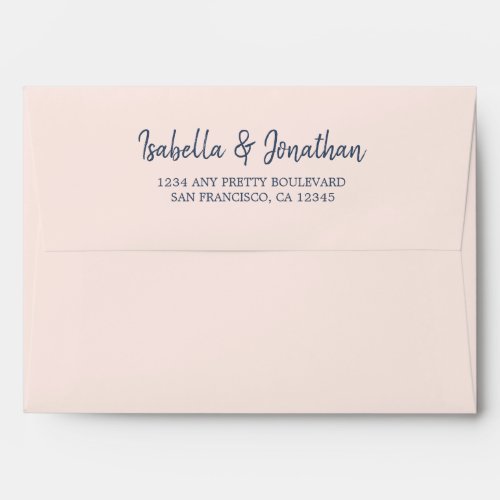 navy blush watercolor wedding envelope