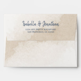 navy blush watercolor wedding envelope
