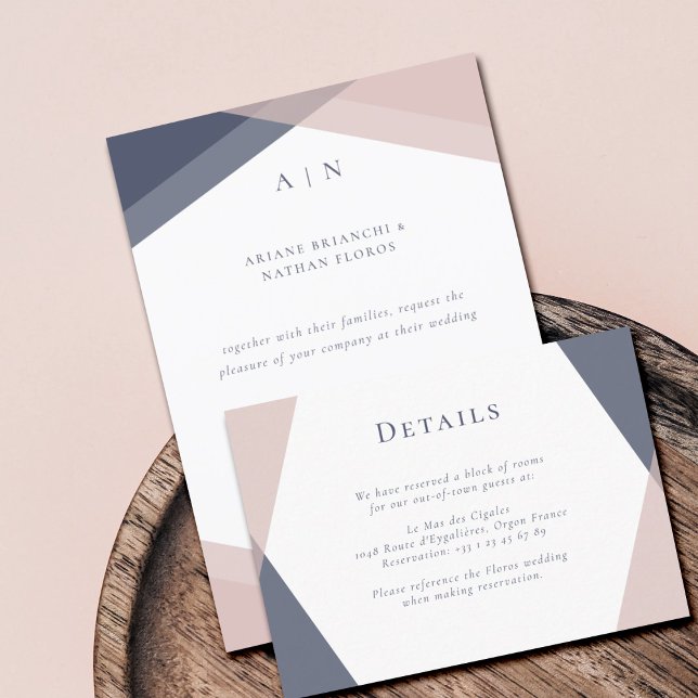 Navy Blush Wedding Detail Enclosure Card (Creator Uploaded)