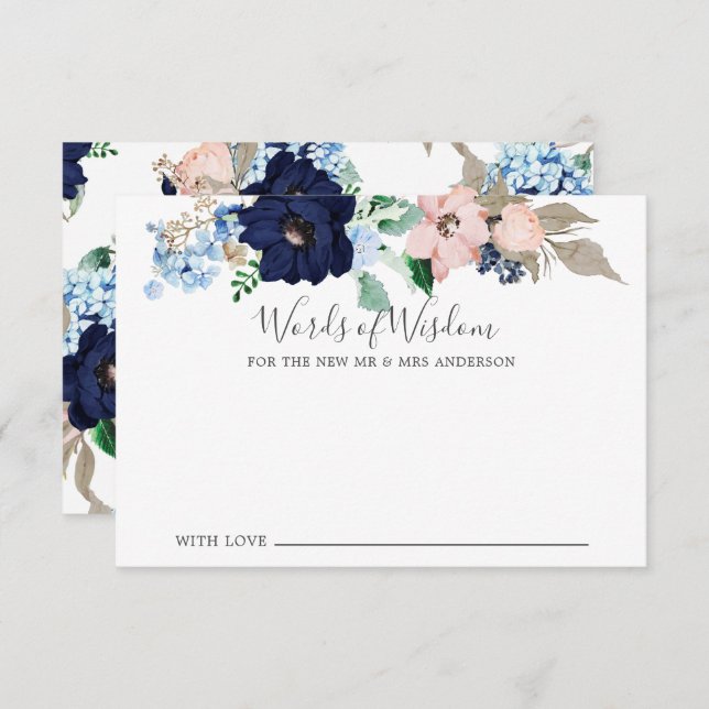 Navy & Blush Words of Wisdom Card (Front/Back)