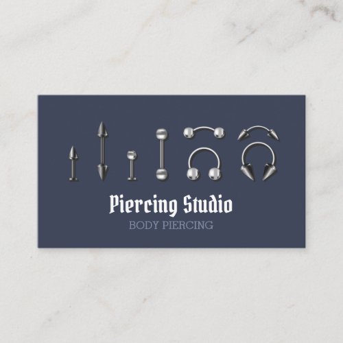 Navy Body Jewelry Store Piercing Business Card