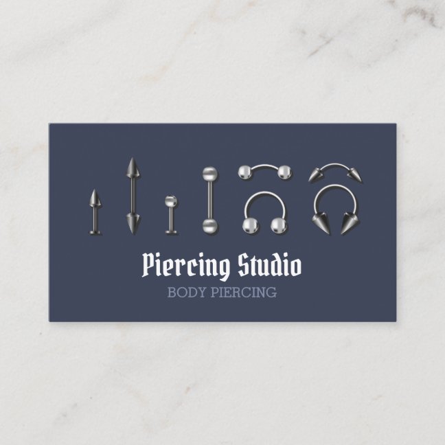 Navy Body Jewelry Store Piercing Business Card