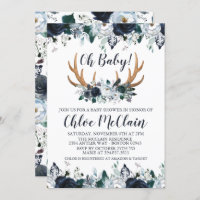 Navy Boho Baby Shower Invitation Baby Boy