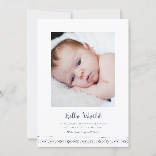 Navy Boho Chic Birth Announcement