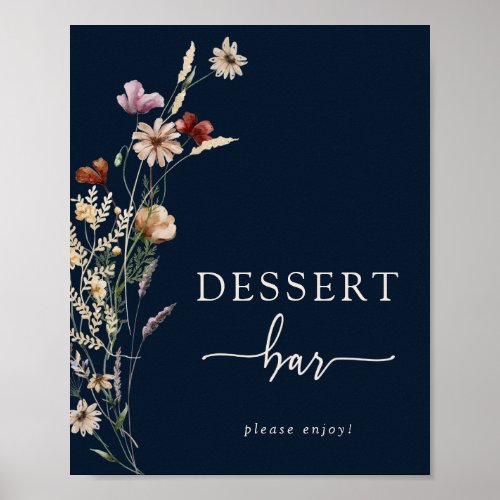 Navy Boho Floral Dessert Poster