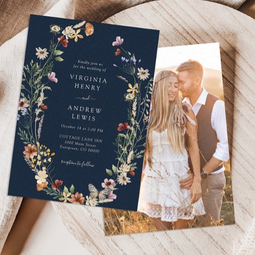 Navy Boho Wedding Invitation