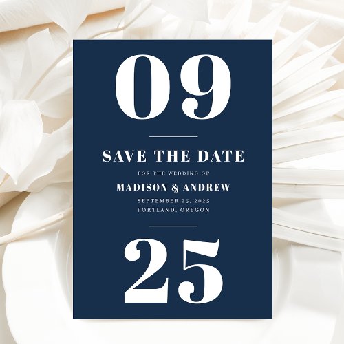 Navy Bold Typography Save the Date