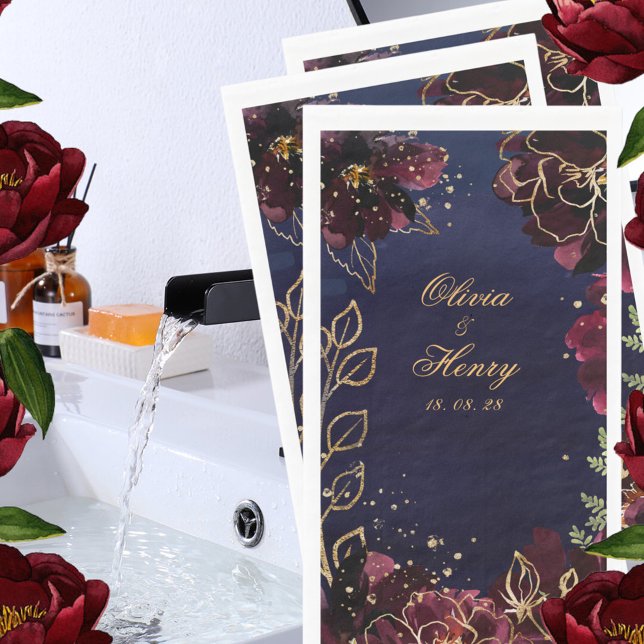 Navy Bordeaux Wedding  Paper Guest Towels (Creator Uploaded)