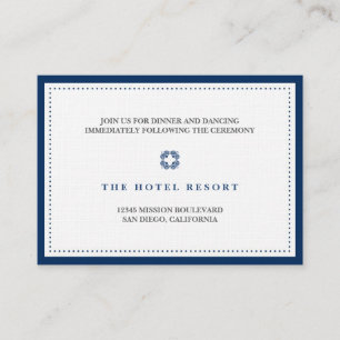Navy border bead wedding reception enclosure card