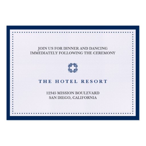 Navy border bead wedding reception enclosure card large business cards ...