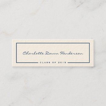Navy Border Ecru Graduation Announcement Name Card by FidesDesign at Zazzle