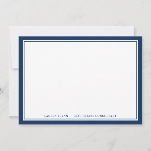 Navy Borders Personalized Real Estate Stationery Note Card