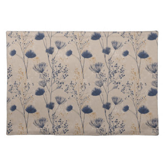 Navy Botanical Wildflower Cloth Placemat