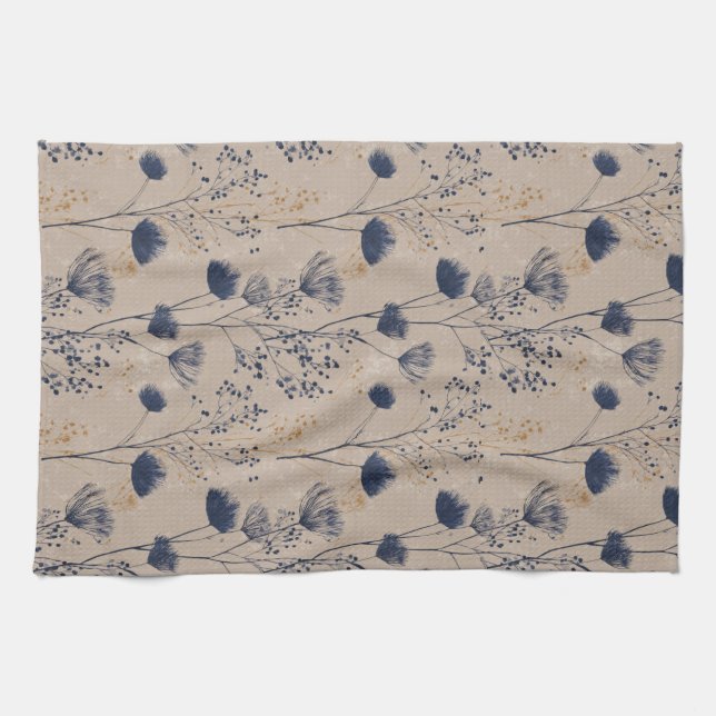 Navy Botanical Wildflower Kitchen Towels (Horizontal)
