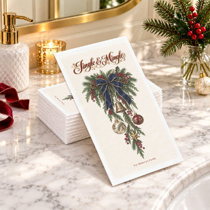 Navy Bow Jingle & Mingle Christmas Paper Guest Towels