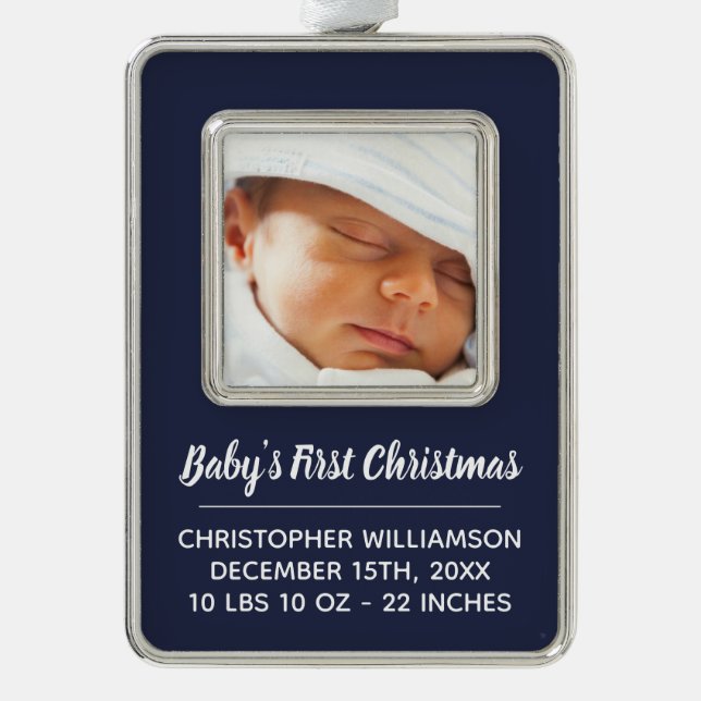 Navy Boy Baby's First Christmas Holiday Photo Christmas Ornament (Front)