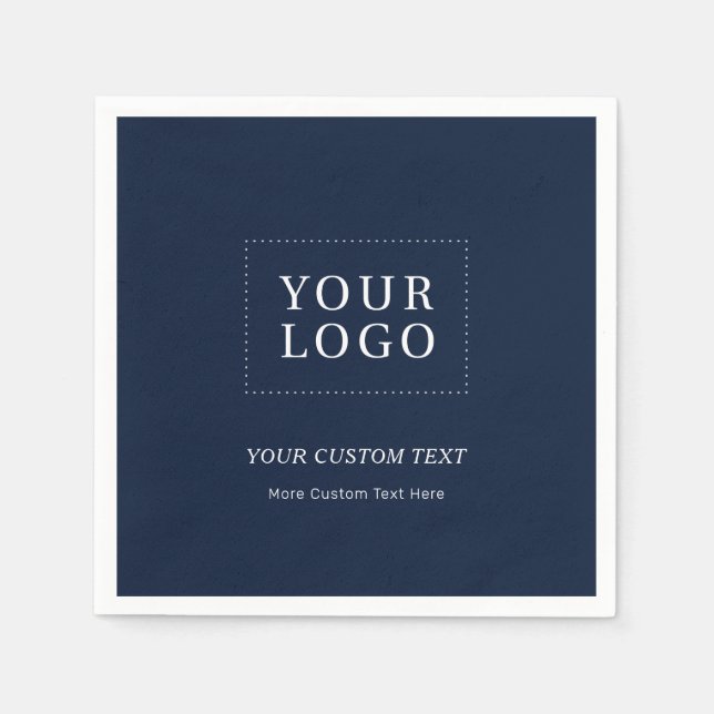 Navy Branded Custom Business Logo Promotional Napkins (Front)