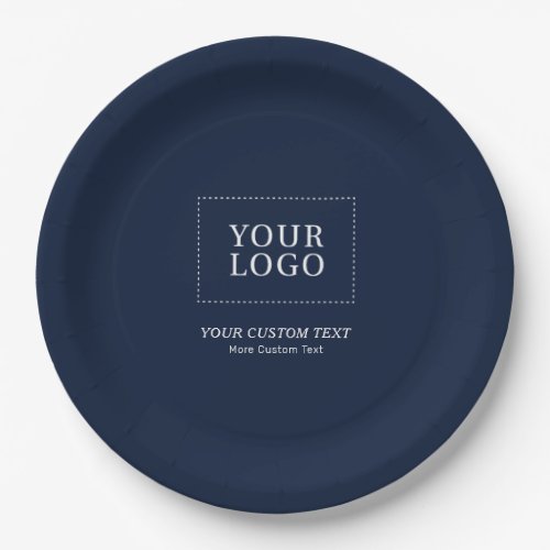 Navy Branded Custom Business Logo Promotional Paper Plates