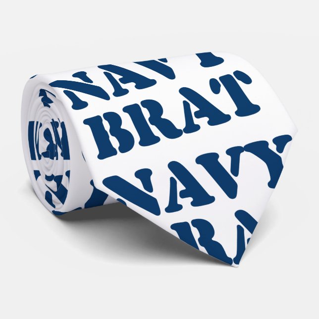 NAVY BRAT NECK TIE (Rolled)