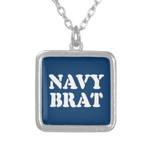 NAVY BRAT SILVER PLATED NECKLACE