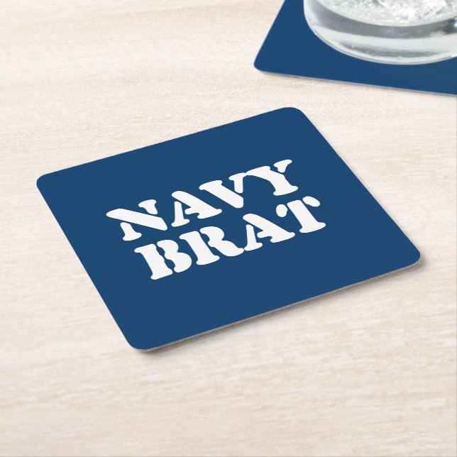 NAVY BRAT SQUARE PAPER COASTER (Angled)